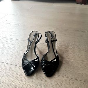 NWOT Hobbs London Patent Leather Peep Toe Heels